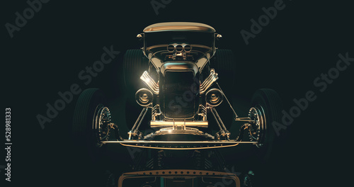 Obraz na plátně Hot rod black on dark background. 3D render.