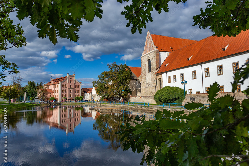 Church of Presentation of the Blessed Virgin Mary and Dominican Monastery are famous gothic landmarks of Ceske Budejovice. Czechia. Church of Presentation of the Blessed Virgin Mary and Dominican Monastery are famous gothic landmarks of Ceske Budejovice. Czechia.
