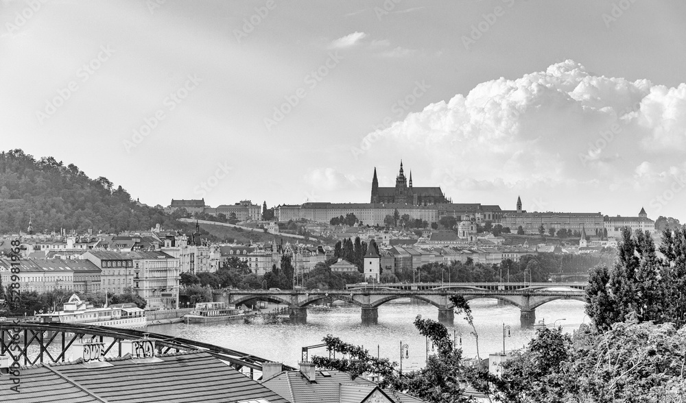 Prague. Stylish black and white photograph of the capital of the Czech Republic.