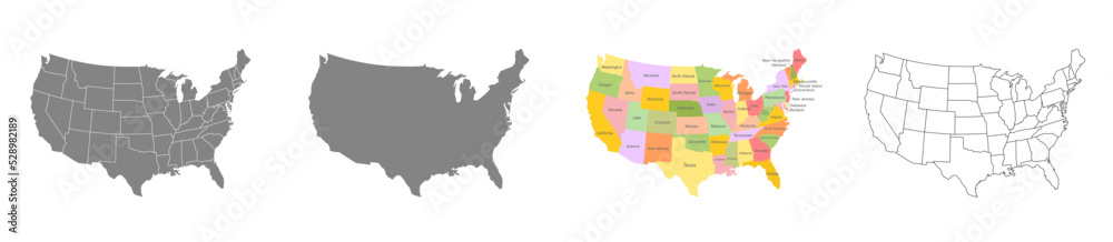 USA map. American map. United states of america vector country. Usa outline isolated