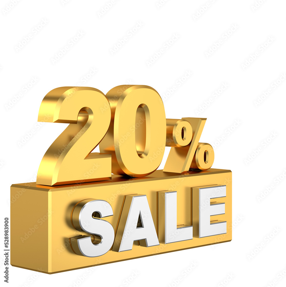 3D twenty percent sale. 20% sale. Sale banner decoration. 3D twenty percent sale. 20% sale. Sale banner decoration.