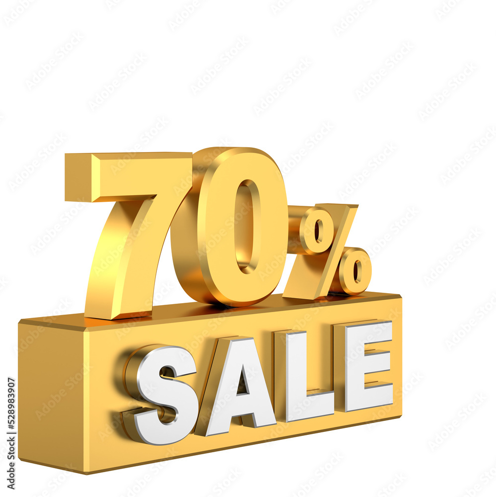 3D seventy percent sale. 70% sale. Sale banner decoration. 3D seventy percent sale. 70% sale. Sale banner decoration.