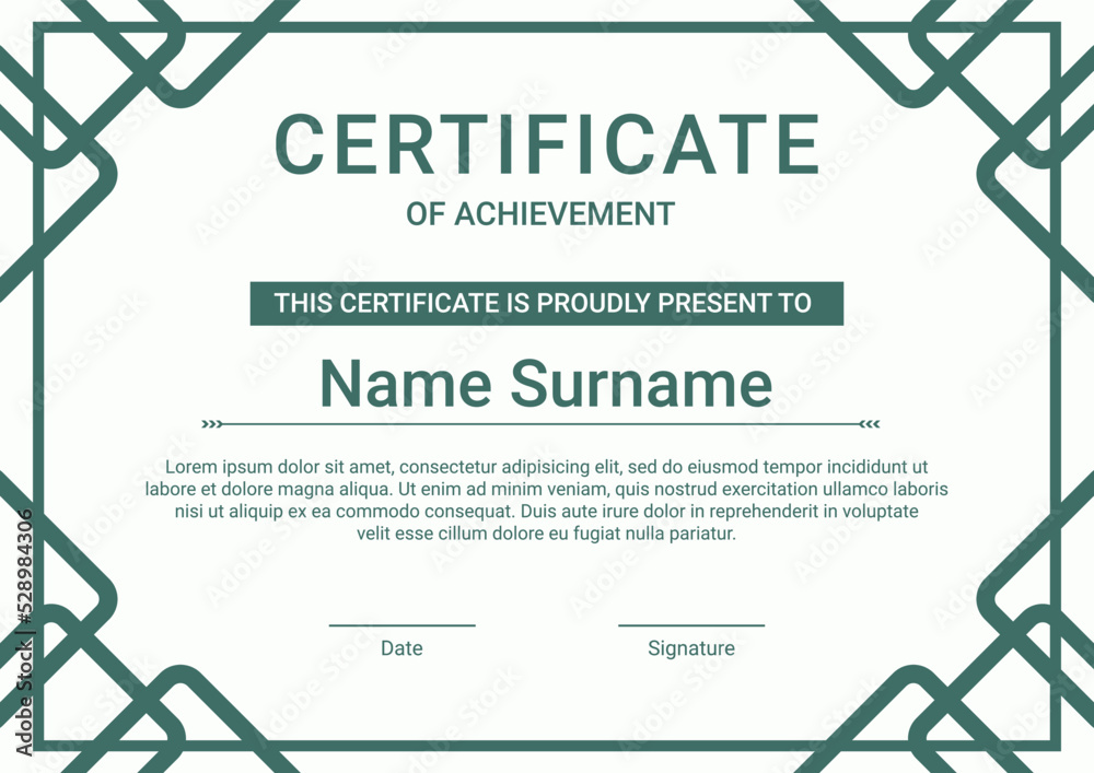 Certificate template with green flat design Certificate template with green flat design