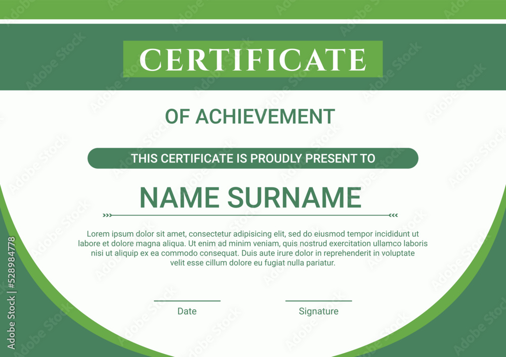 Certificate template with green flat design Certificate template with green flat design