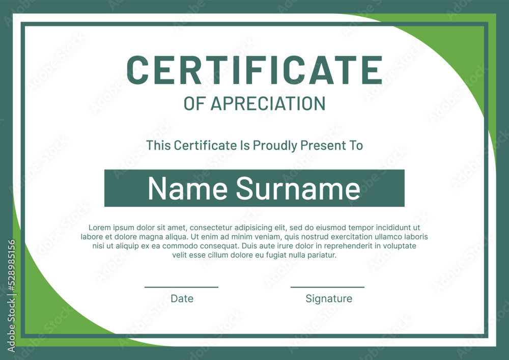Certificate template with green flat design