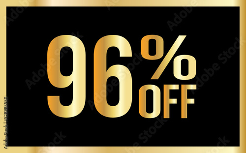 96 percent discount. Golden numbers with black background. Banner for shopping, print, web, sale illustration