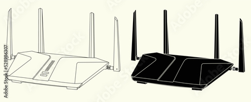 netgear router outline with silhouette