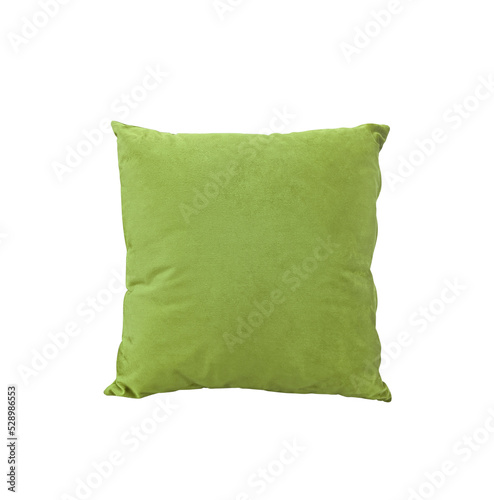 Green pillow on a white background