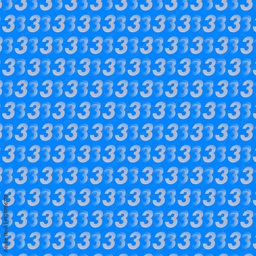 pattern and design from repeated white number 33 on bright blue background