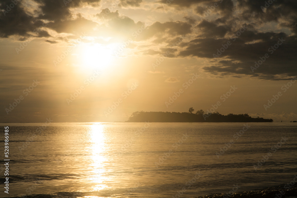 the sun shines in the morning atmosphere on the beach the sun shines in the morning atmosphere on the beach