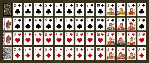 Miniature playing cards for mobile applications - Poker set with isolated cards - Poker playing cards