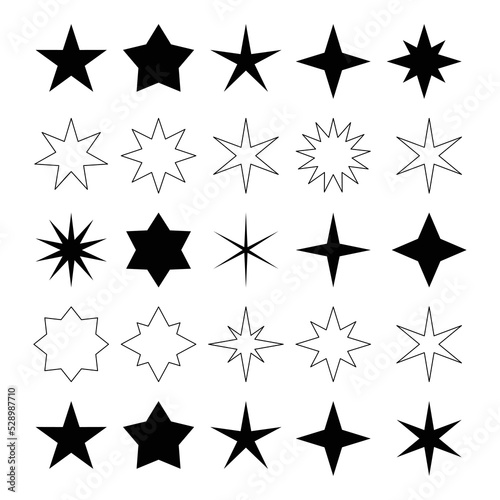 Star shapes collection vector on white background