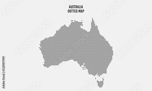 Australia map halftone dotted style vector illustration with a light grey background