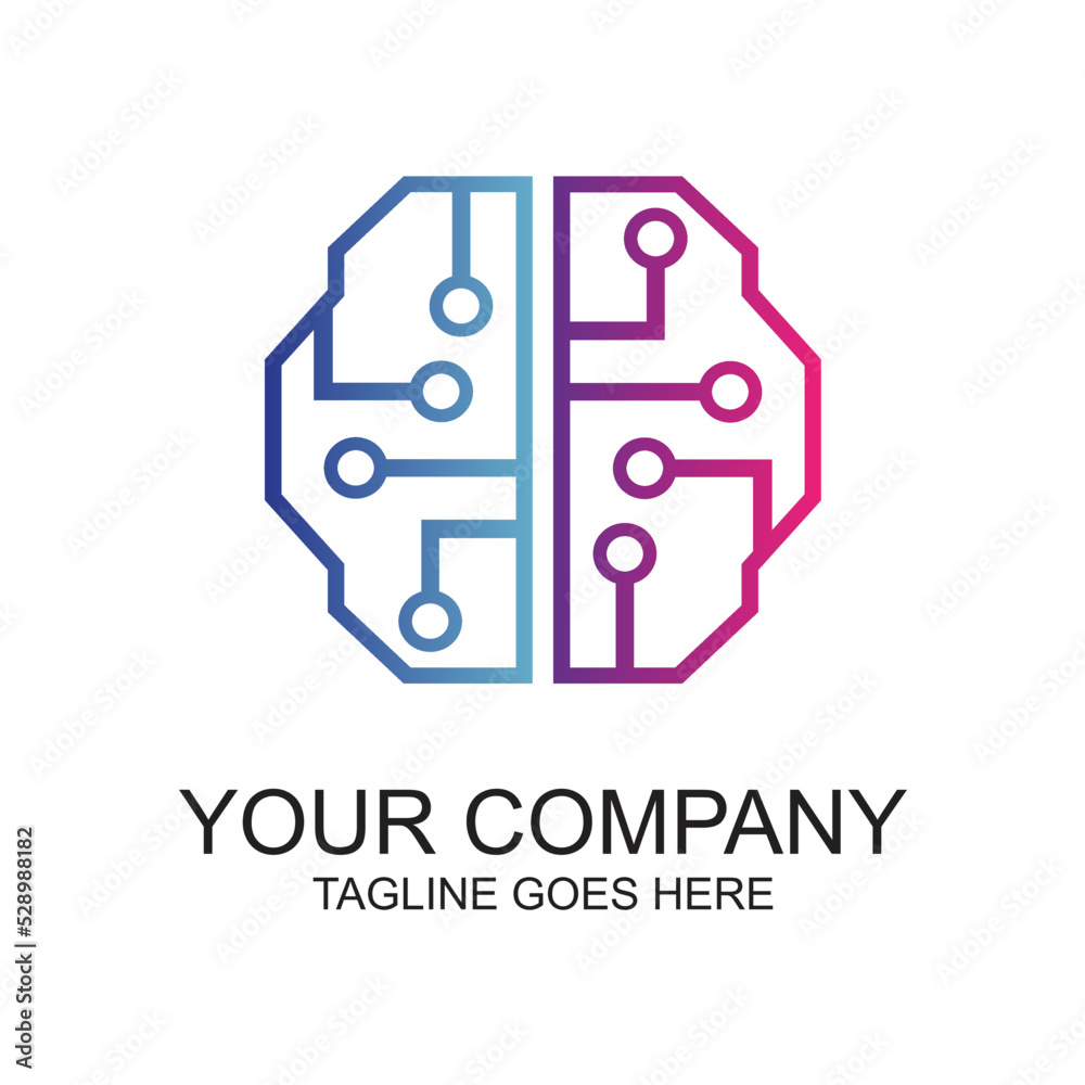 Brain Technology Logo Design Vector