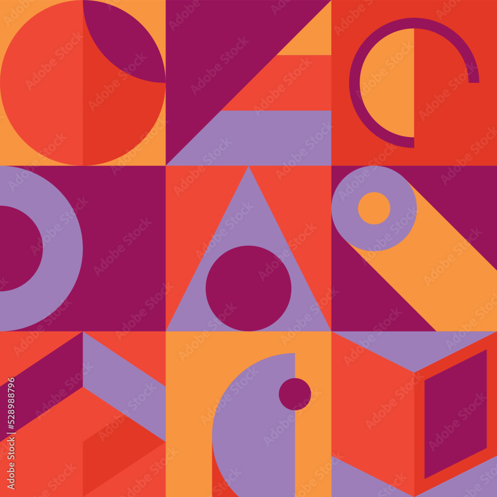 Retro bauhaus style blocks. Geometric pattern print Retro bauhaus style blocks. Geometric pattern print