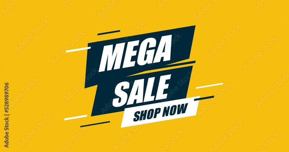 mega sale banner animation with fast and modern concept