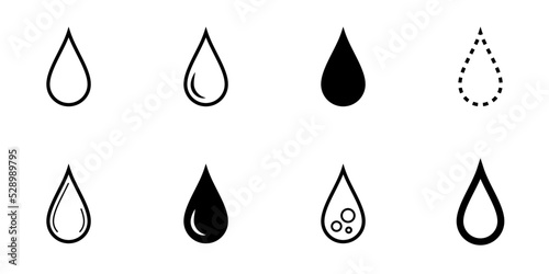 Conjunto de iconos de gota de agua. Concepto de lluvia