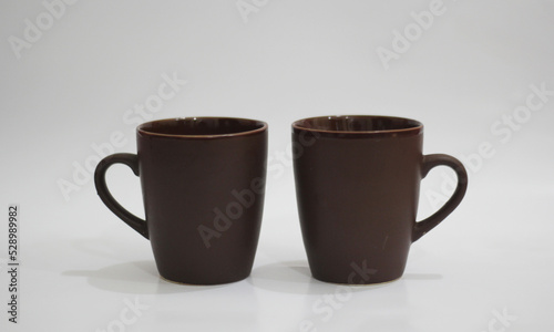 Coffee tea brown ceramic cup for couple mock up image
