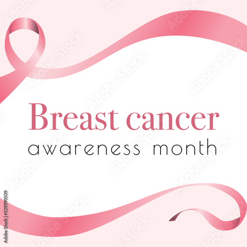 Vector banner breast cancer with pink ribbon
