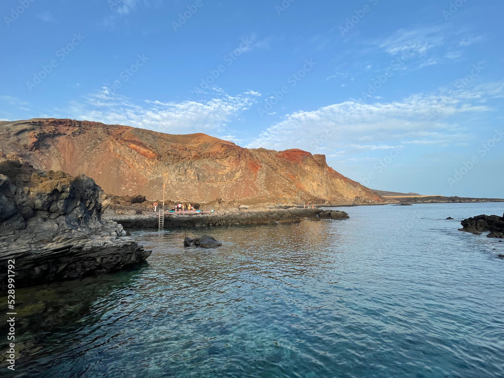 volcanic landscape in line with the sea on the island of el Hierro