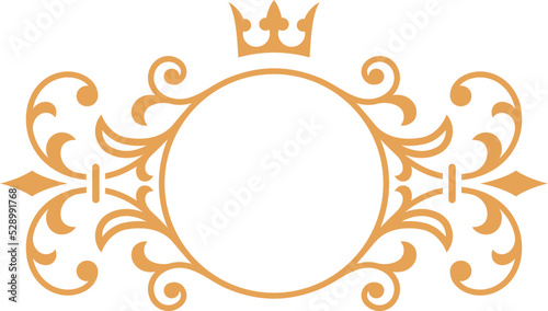 Royal round monogram template. Flourish decorative logo