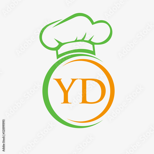 Initial Letter YD Restaurant Logo Template. Restaurant Logo Concept with Chef Hat Symbol Vector Sign
