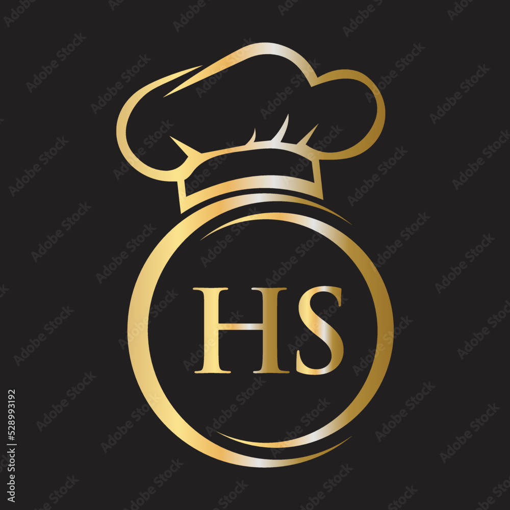 Initial Letter HS Restaurant Logo Template. Restaurant Logo Concept with Chef Hat Symbol Vector Sign Initial Letter HS Restaurant Logo Template. Restaurant Logo Concept with Chef Hat Symbol Vector Sign