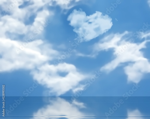 blue sky with white clouds and at sea summer beach romantic background template copy space
