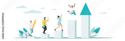 business mentor helps improve, holding stairs steps, mentorship, upskills, climb help, self development strategy flat.