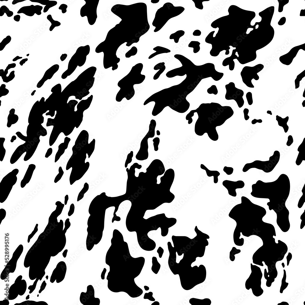 Animal background. Cow Hide, Holstein cattle texture. Mammals Fur. Print skin. Predator Camouflage. Printable Vector illustration.