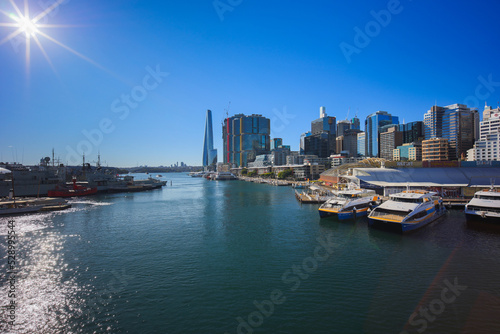 View of Sydney Harbour and City Skyline of Darling Harbour and Barangaroo Australia © Elias Bitar