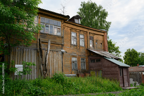 Old wooden house of the 19th century prepared for demolition in Vladimir  Russia