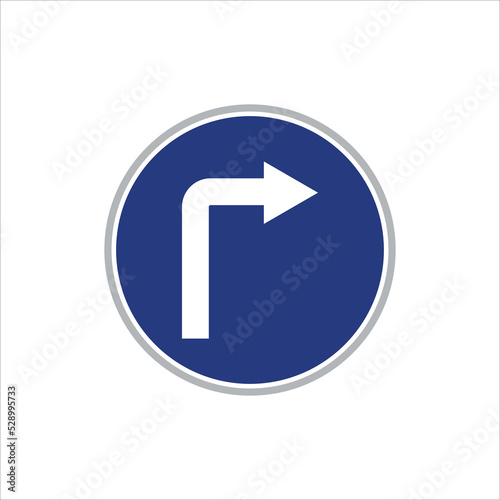 Turn Right ahead vector, Road sign.