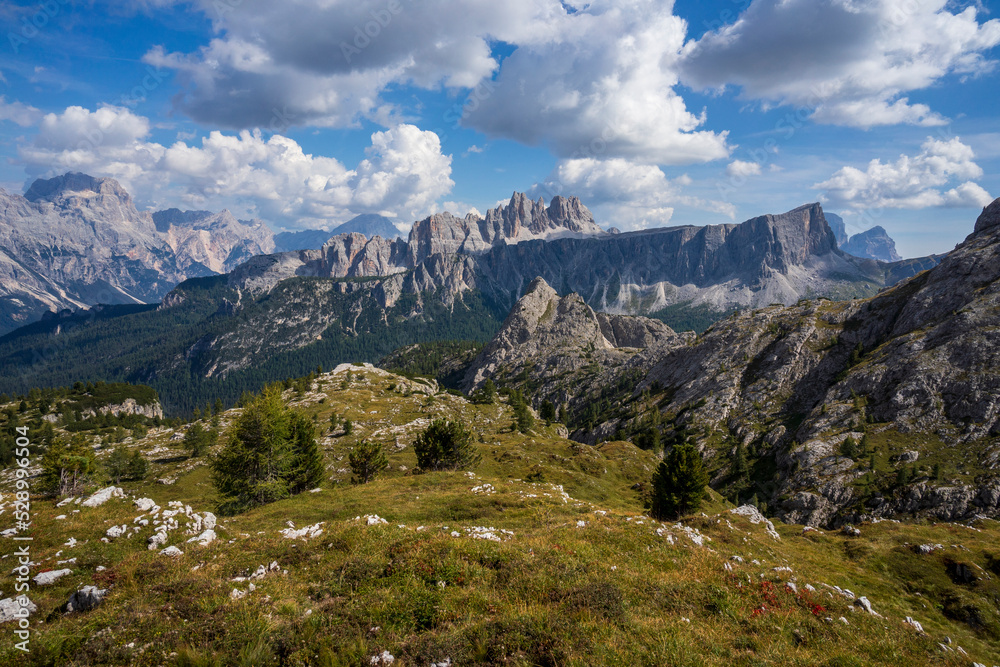Dolomites. View of the Croda da Lago.