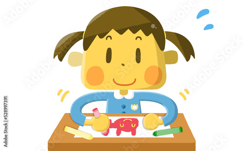 お絵描きする女の子