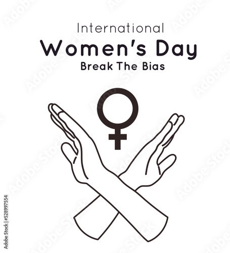 Concept of international women's day. Break the bias Poster. Human Rights - Women's rights. line. Flat vector illustration isolated on white background