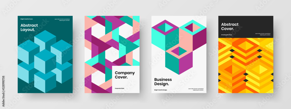 Abstract book cover A4 vector design template collection. Modern mosaic pattern leaflet concept composition.