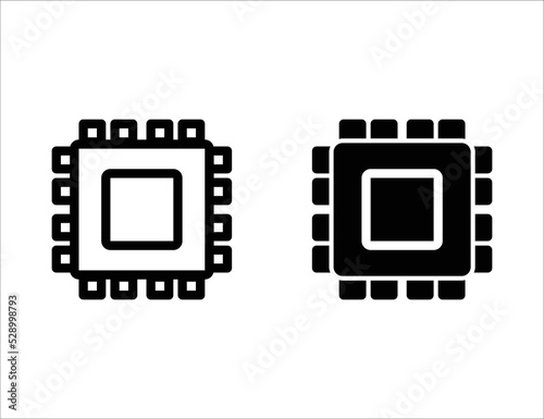 microprocessor icon. outline icon and solid icon