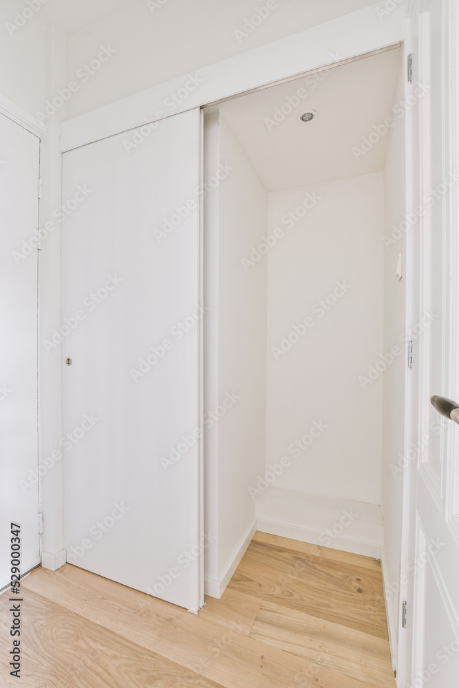 Empty room with whitewash walls and built in wardrobe case Empty room with whitewash walls and built in wardrobe case