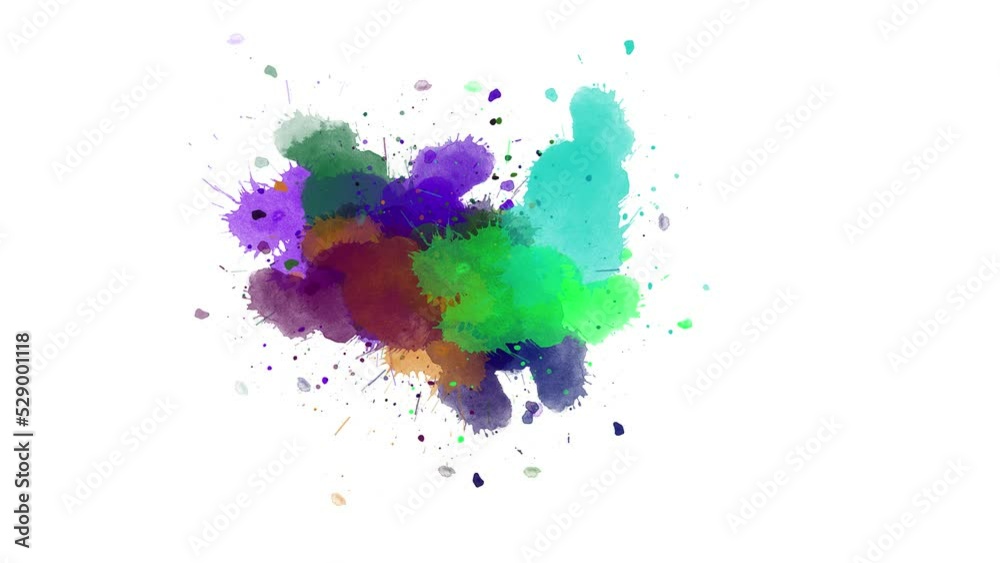 ink splash. Abstract ink splash, blot, splat, brush stroke, fluid art, overlay, alpha matte composition, spread on a white paper background. Ink drop.