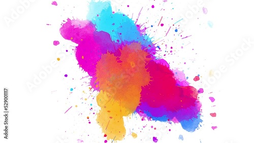 ink splash. Abstract ink splash, blot, splat, brush stroke, fluid art, overlay, alpha matte composition, spread on a white paper background. Ink Drop transition on White Background.