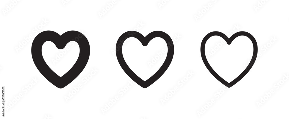 Heart vector icons. Set of love symbols. Isolated pictograms. Valentine's day design elements.
