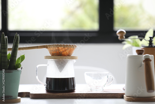 coffee drip with bamboo infuser