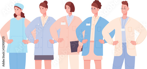 Hospital staff. People in medical coats. Doctors and nurses