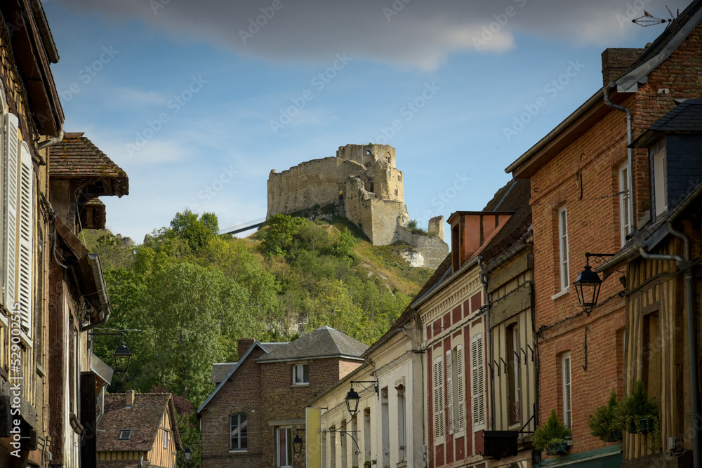 view of the gaillard castleover the town of the andelys