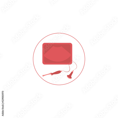 Gynecology clinic ultrasound diagnosis. Medical research sign. Ultrasound machine logo. Vector illustration