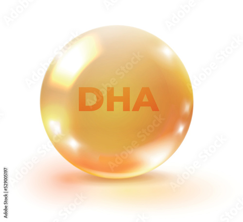 Dha cosmetic pill. Round realistic oil drop