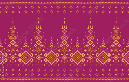 Pink Ethnic patterns. Patola, Sari, Dupatta, dupatta, Clothing, fabric, batik, Knitwear, Ikat. Traditional Geometric Pixel pattern.