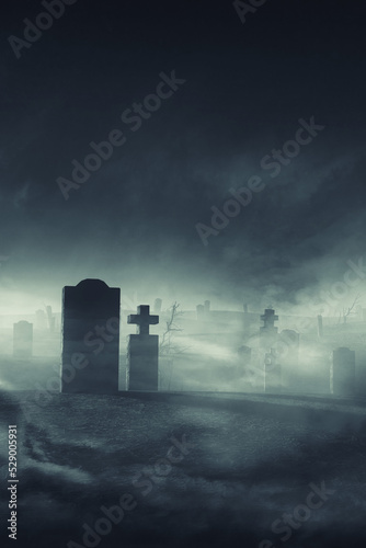 old cemetery at night, halloween background