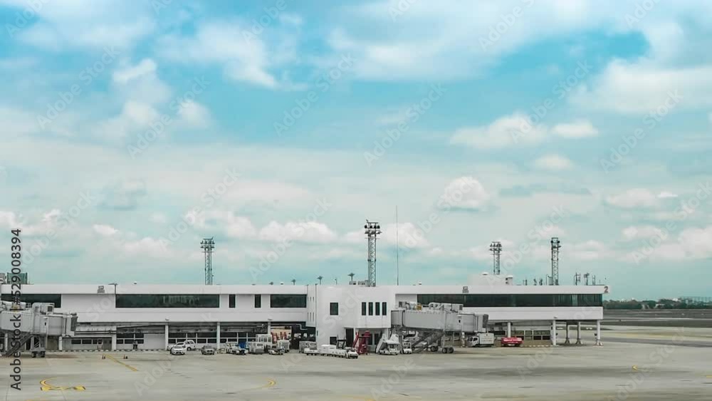 Bangkok, 6 September 2022: AirAsia Stop at Don Mueang International Airport Bangkok, Thailand. Time lapses of beautiful sky views moving quickly at
Don Mueang International Airport of Thailand
